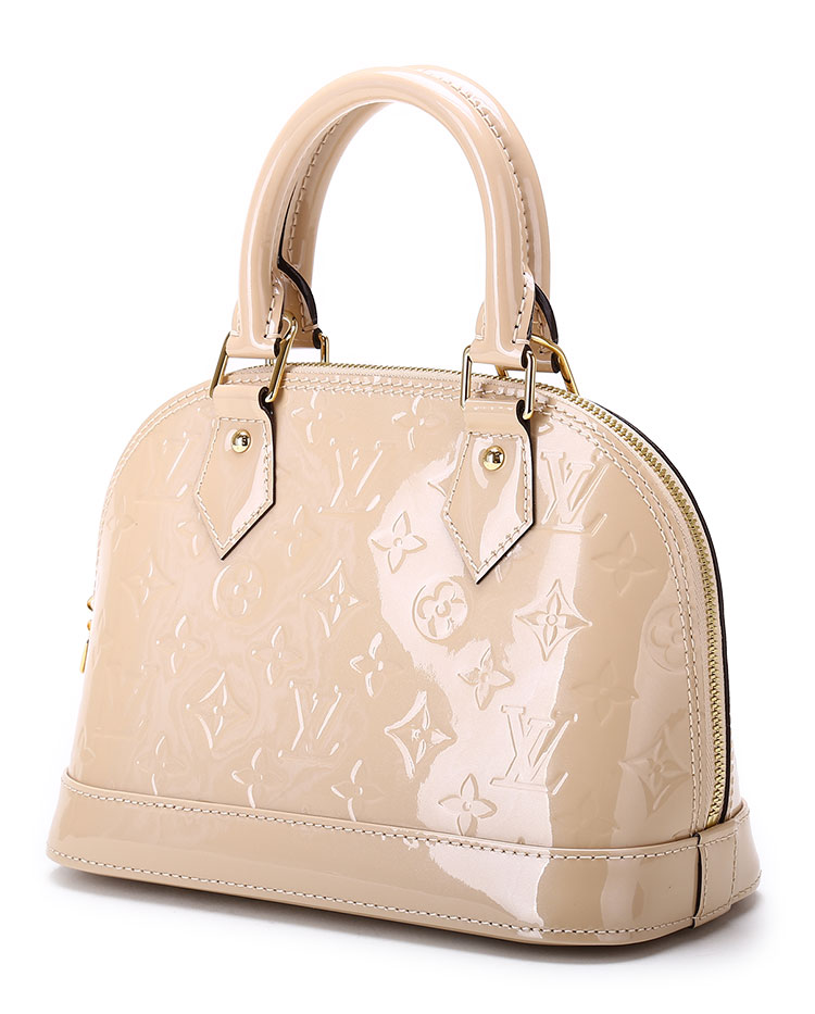 louis vuitton(路易威登)alma bb奶茶色漆皮两用包