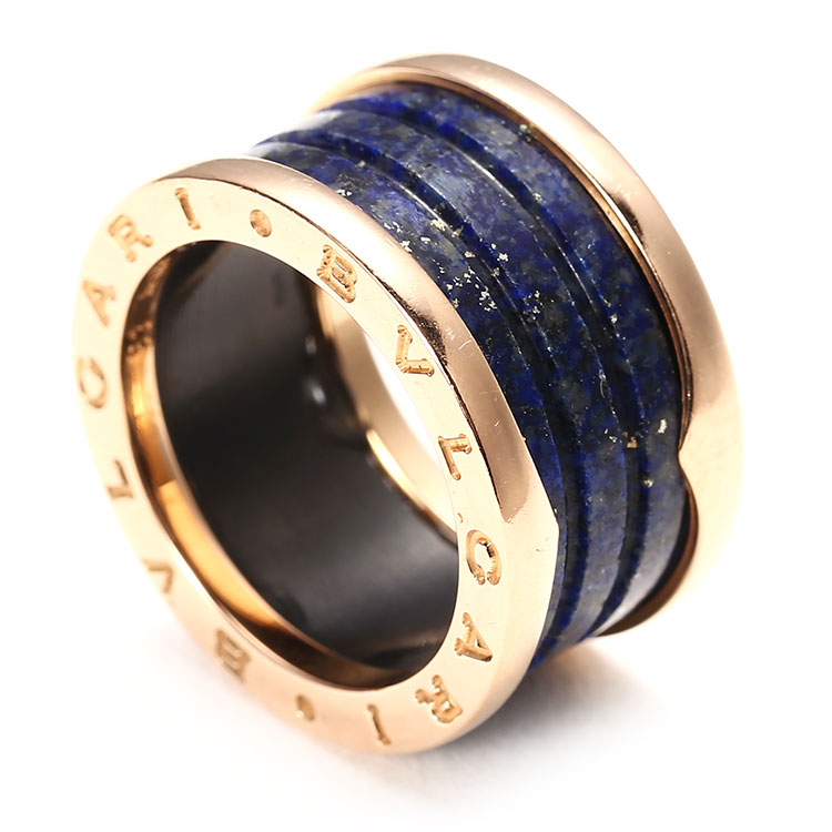 bvlgari(宝格丽) 18k玫瑰金蓝色大理石戒指53