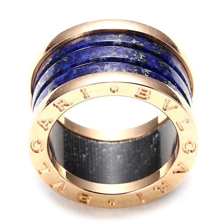 bvlgari(宝格丽) #18k玫瑰金/青金石四环戒指50