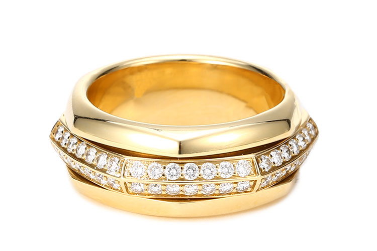 piaget(伯爵) 18k黄金镶双排钻戒指59