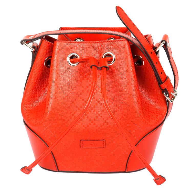 gucci(古驰) 红色pvc压纹水桶包