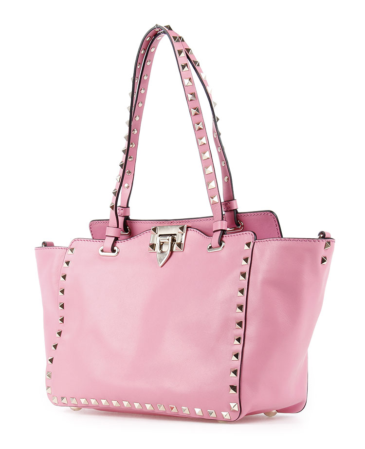 valentino(华伦天奴) 粉色皮质铆钉两用包