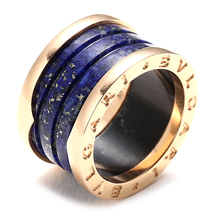 bvlgari(宝格丽) #18k玫瑰金/青金石四环戒指50