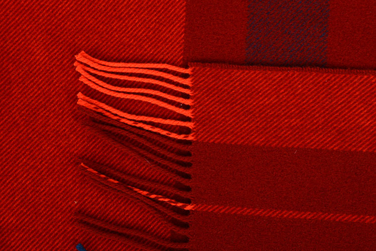 【hermes爱马仕 披肩】hermes(爱马仕) 橘红色系流苏结款羊毛大披肩【