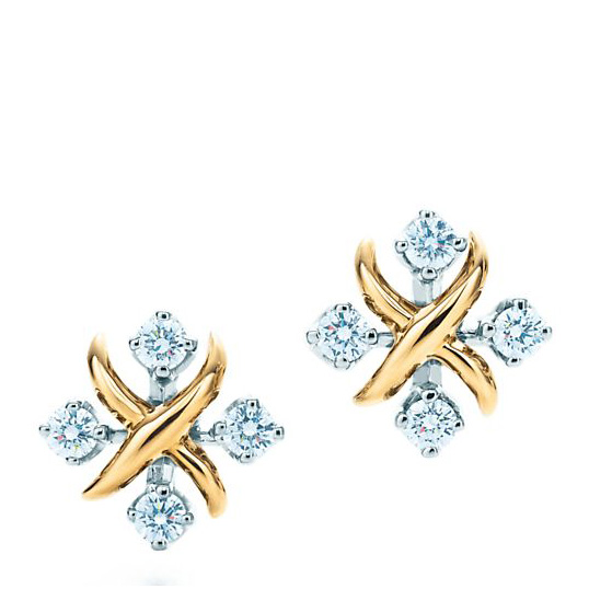 tiffany & co.(蒂芙尼)schlumberger lynn 18k金镶钻耳环 10907152