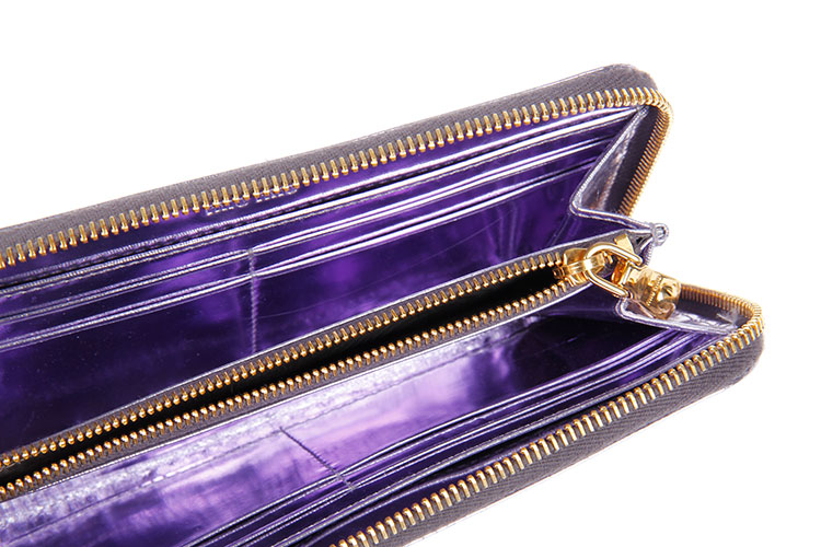 miumiu(缪缪) 紫银色镀亮皮质长款拉链钱夹