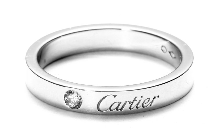 戒指/指環】cartier(卡地亞) pt950鉑金刻字版單鑽戒指51#【正品 價格