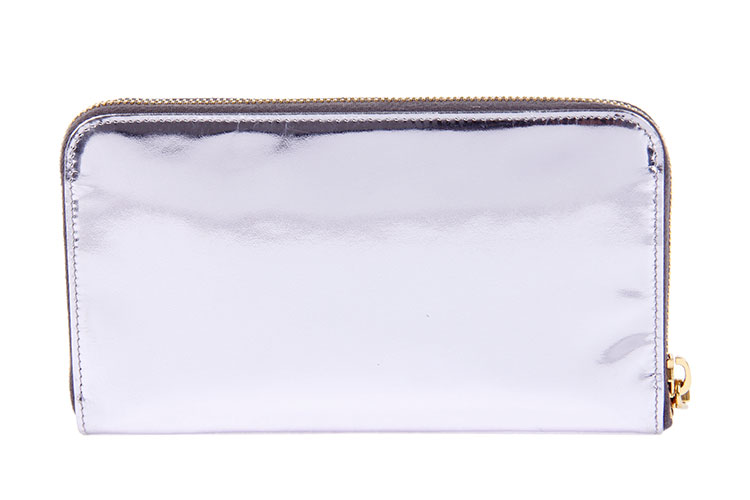 miumiu(缪缪) 紫银色镀亮皮质长款拉链钱夹