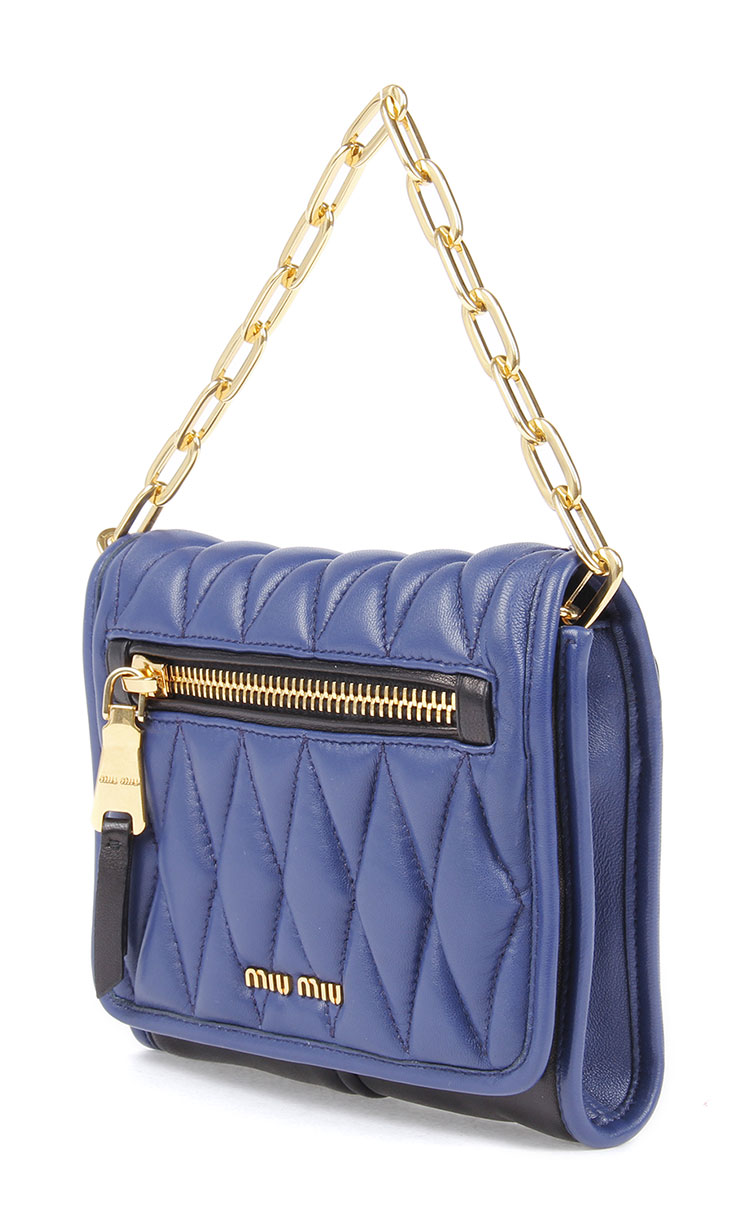 miumiu(缪缪) 蓝/黑皮质斜挎包