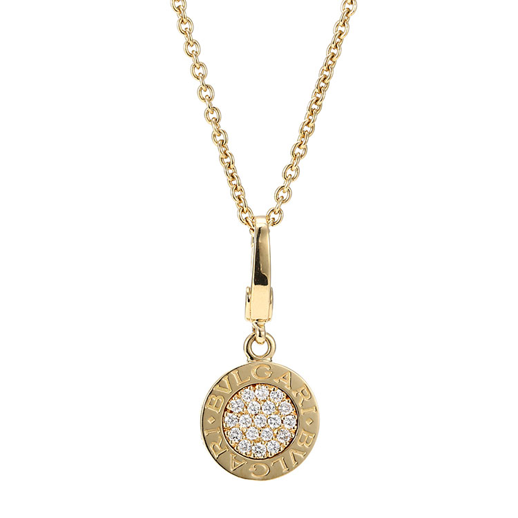 bvlgari(宝格丽) 18k黄金圆盘镶钻小号项链