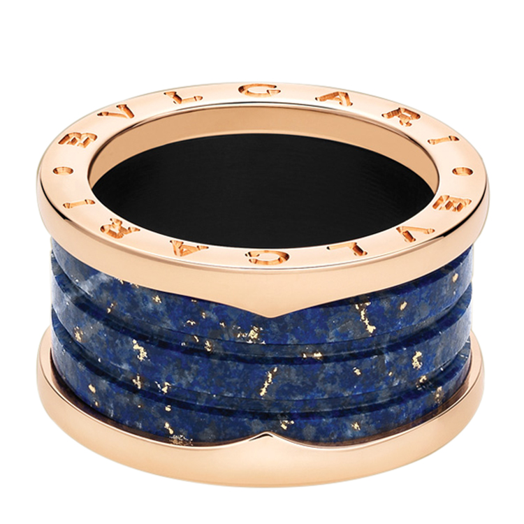 bvlgari(宝格丽) m 18k玫瑰金蓝色大理石四环戒指 53