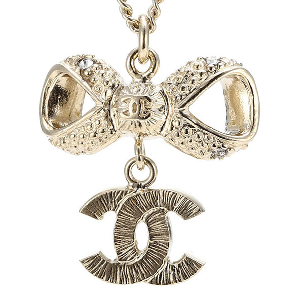 浅金色蝴蝶结双c吊坠项链】价格,图片,正品 – 寺库奢侈品网手机版