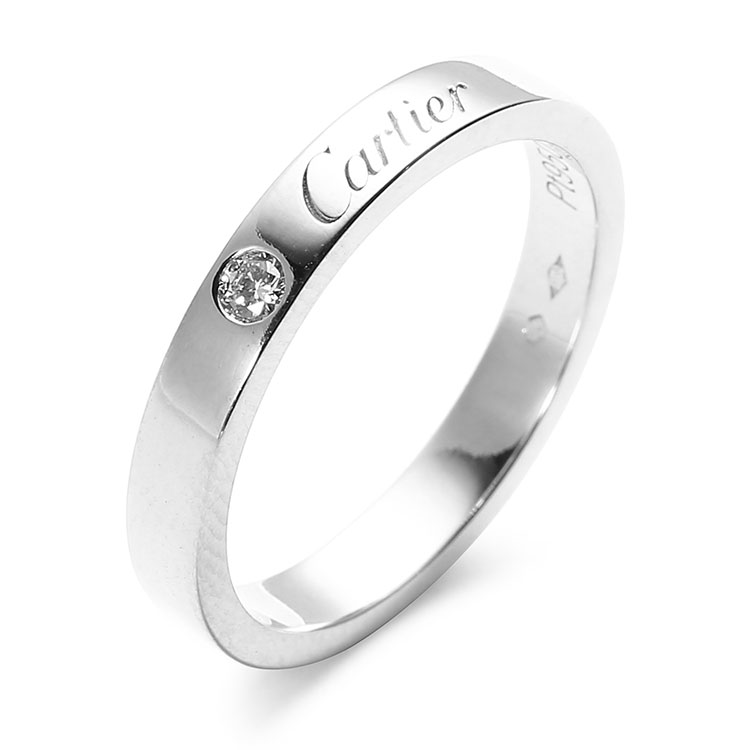 戒指/指環】cartier(卡地亞) pt950鉑金單鑽戒指52#【正品 價格 圖片