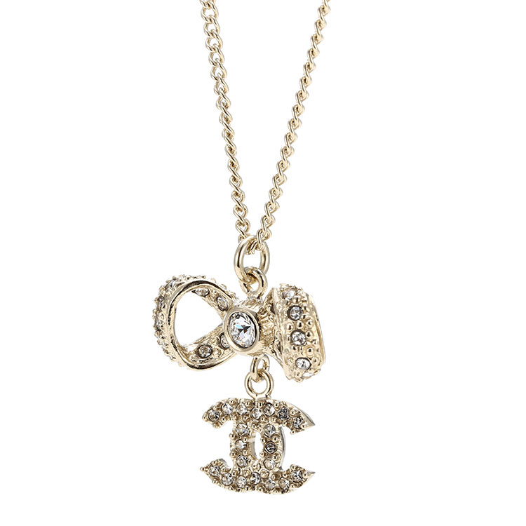 浅金色蝴蝶结双c吊坠项链】价格,图片,正品 – 寺库奢侈品网手机版