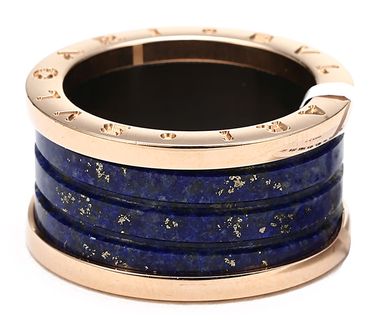 bvlgari(宝格丽) 18k玫瑰金蓝色大理石戒指51