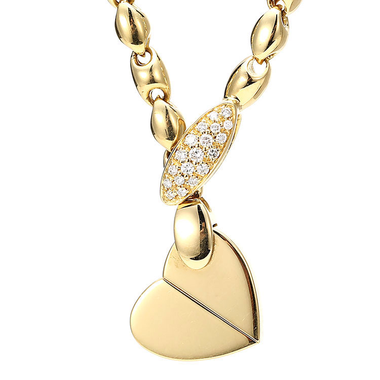 piaget(伯爵) 18k黄金镶钻爱心吊坠项链