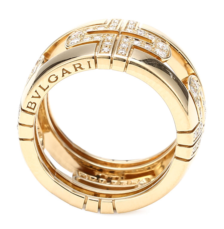 bvlgari(宝格丽) 18k黄金镂空镶钻戒指53