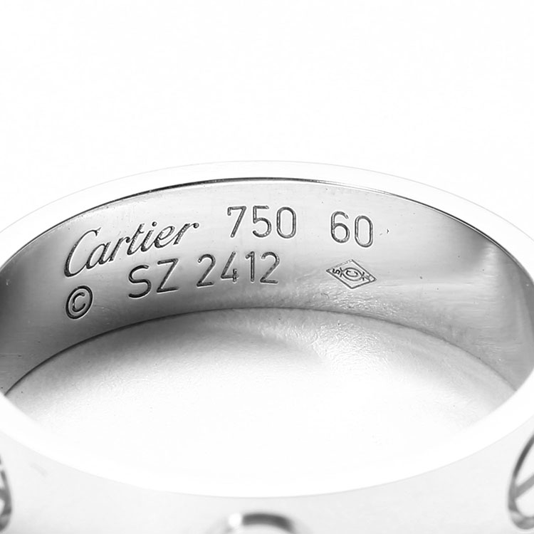 cartier(卡地亞) 18k白金love系列寬版戒指60