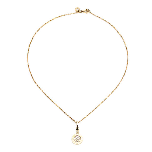 bvlgari(宝格丽) 18k黄金圆盘镶钻小号项链