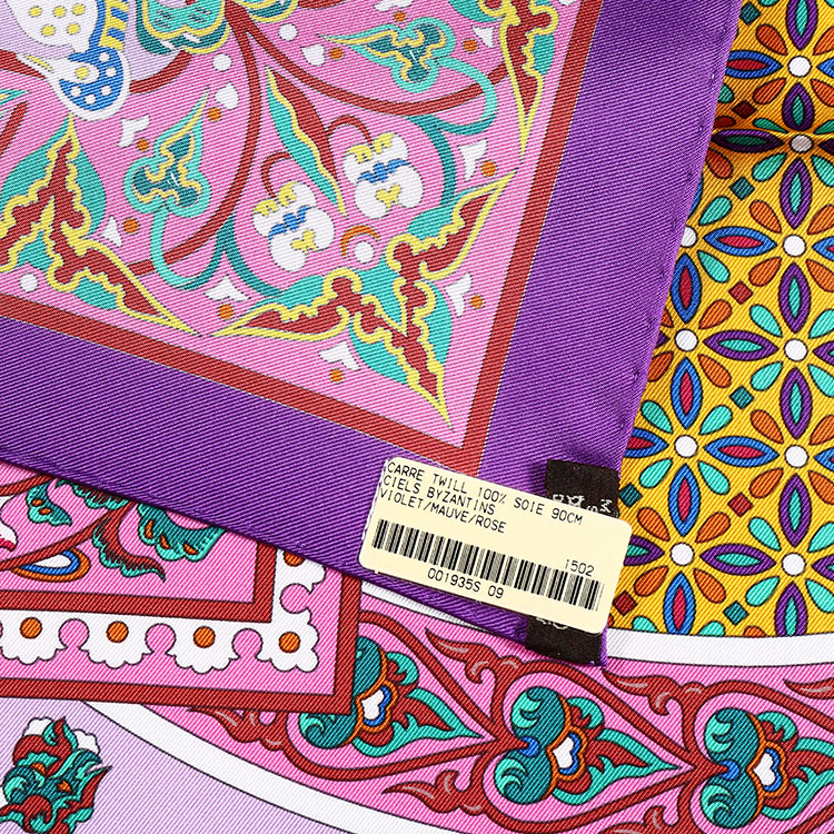 hermes(爱马仕) 紫色边鸟图案丝巾90