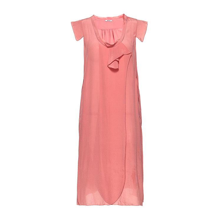 miumiu/缪缪小盖袖真丝连衣裙 橡皮粉色 44