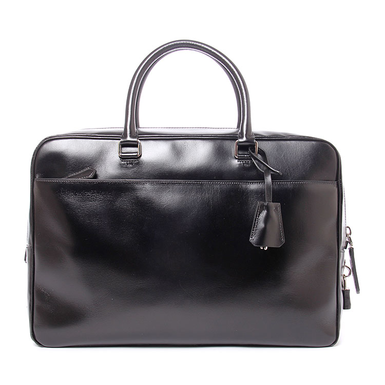 prada(普拉达) 黑/棕色皮质公文包