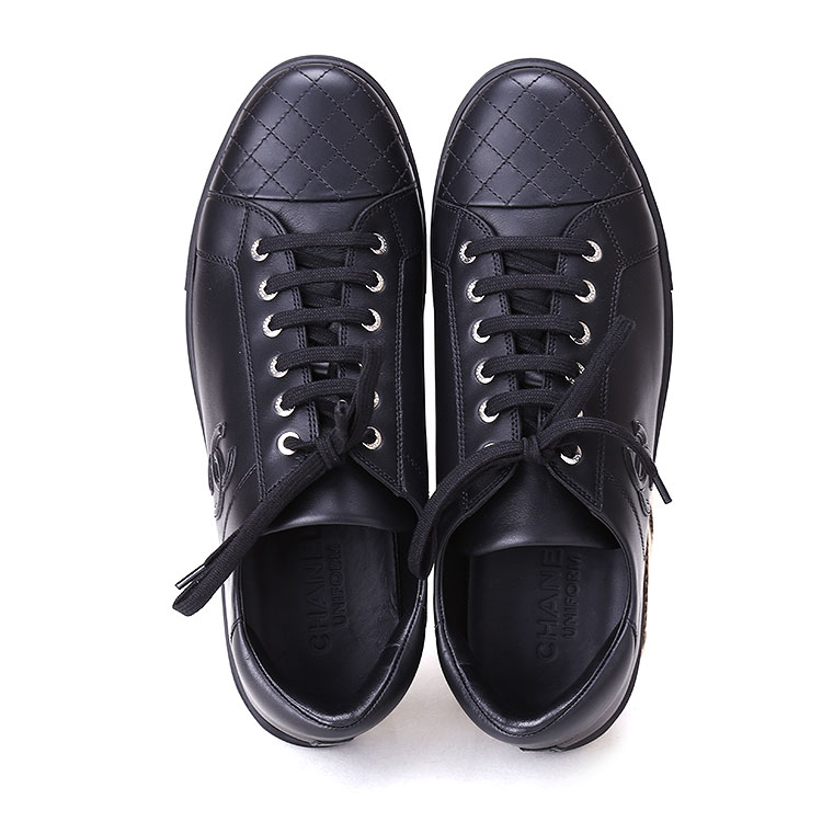 chanel(香奈儿) 黑色皮质休闲鞋 42