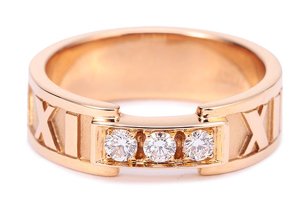 tiffany & co.(蒂芙尼) 18k玫瑰金三钻戒指
