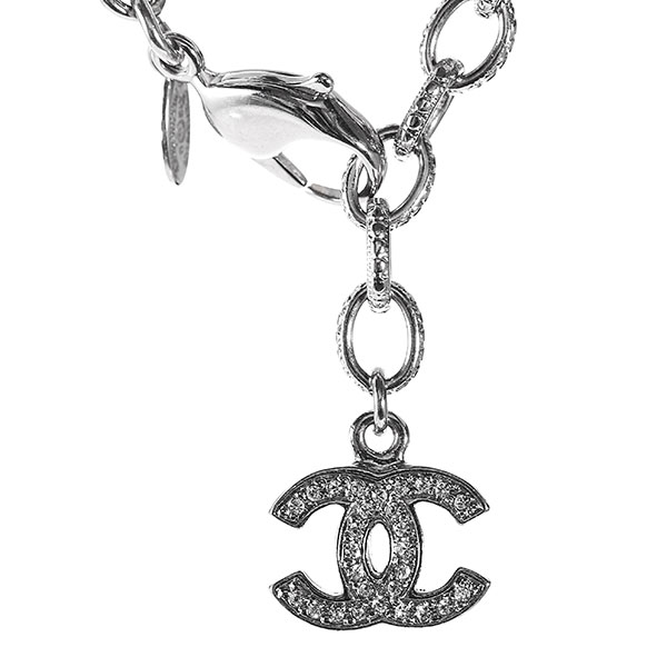 chanel(香奈儿) 银色镶水钻山茶花项链套链