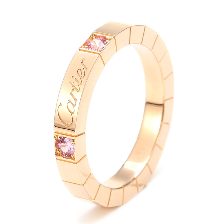 cartier(卡地亚) 链节系列18k玫瑰金粉蓝宝戒指50
