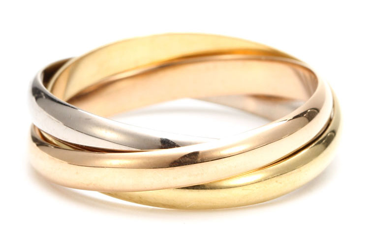 cartier(卡地亚) trinity系列18k三色金三环戒指53