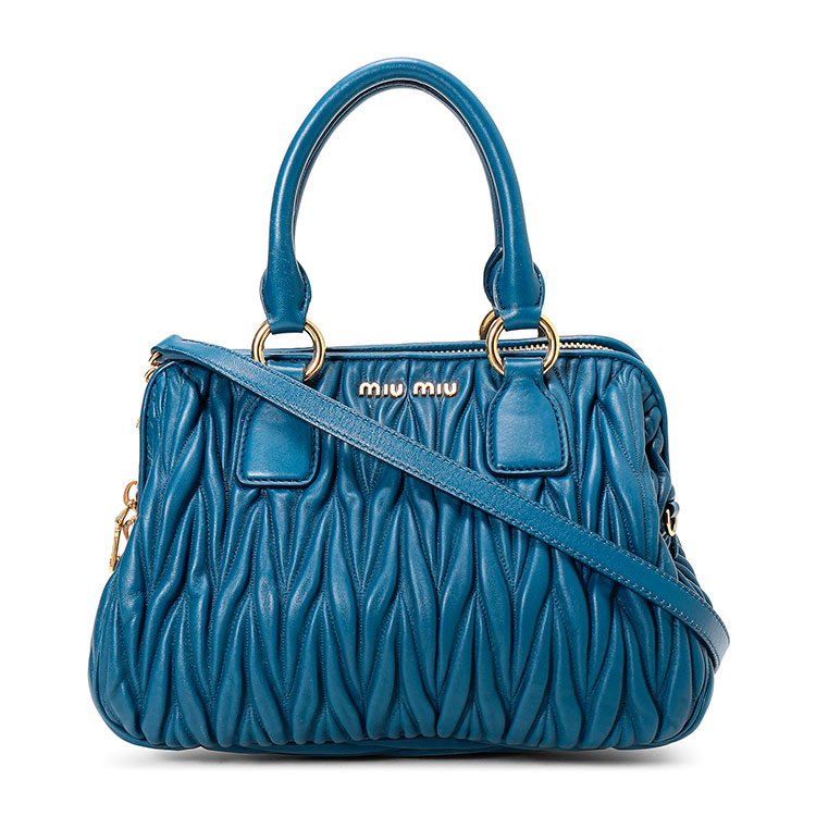 miumiu(缪缪) 蓝色皮质褶皱两用包