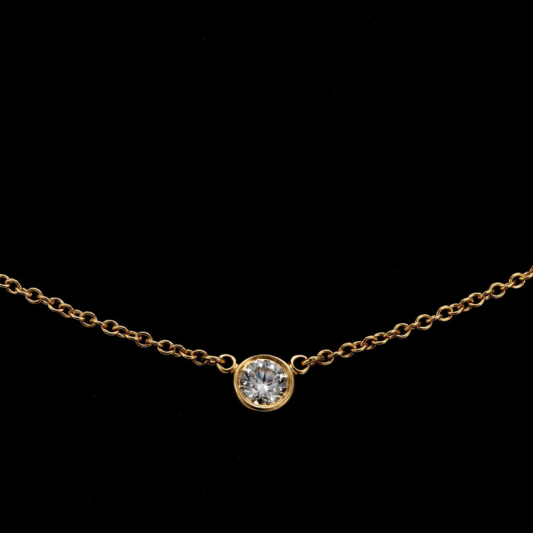(蒂芙尼) #18k黄金elsa peretti系列钻石锁骨项链 0.21ct