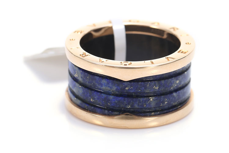 bvlgari(宝格丽) b.zero1系列18k玫瑰金蓝色大理石戒指57