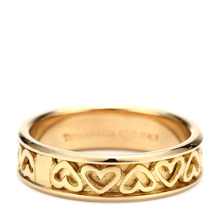(蒂芙尼) #18k黄金镂空心形戒指 48