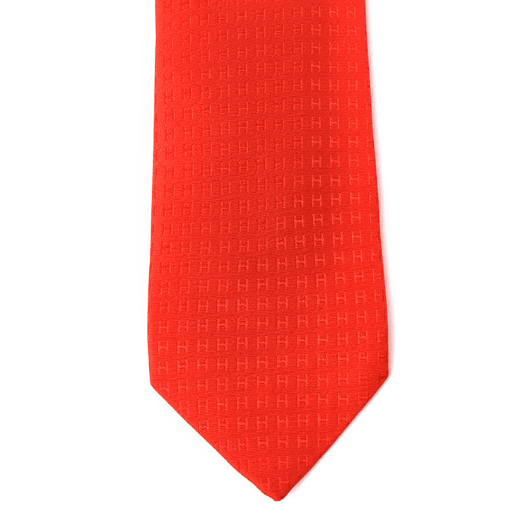 hermes爱马仕红色h图案领带