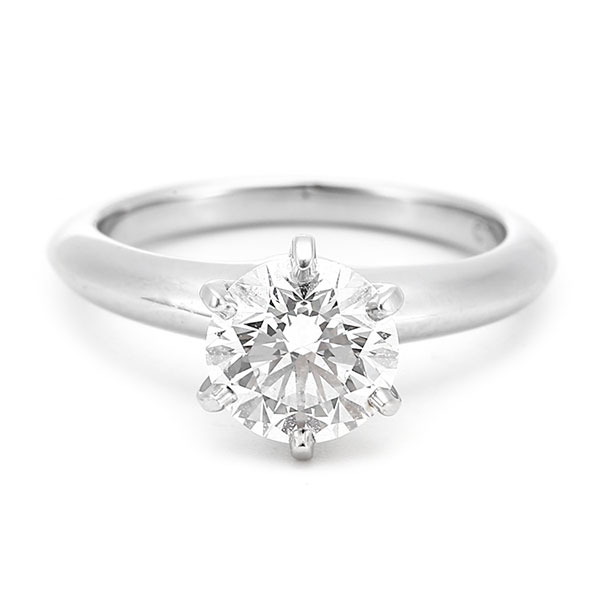 tiffany & co.(蒂芙尼) pt950铂金镶钻戒指1.32ct