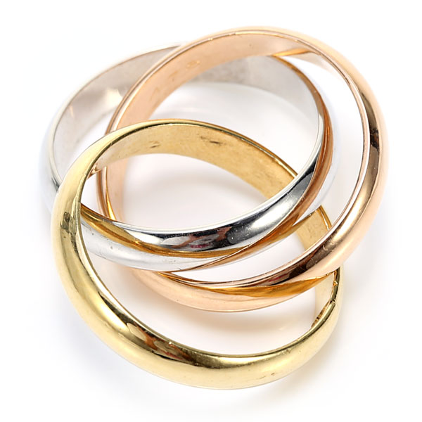 cartier(卡地亚) trinity系列18k三色金三环戒指51