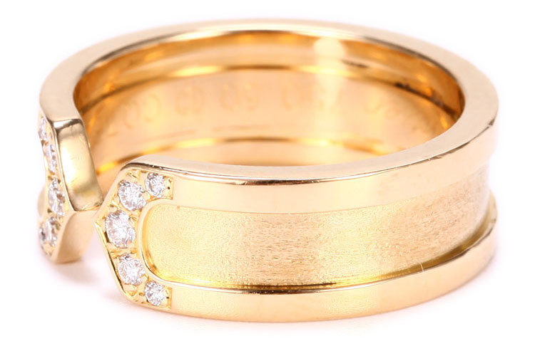 cartier(卡地亚) 18k黄金双c镶钻戒指 50