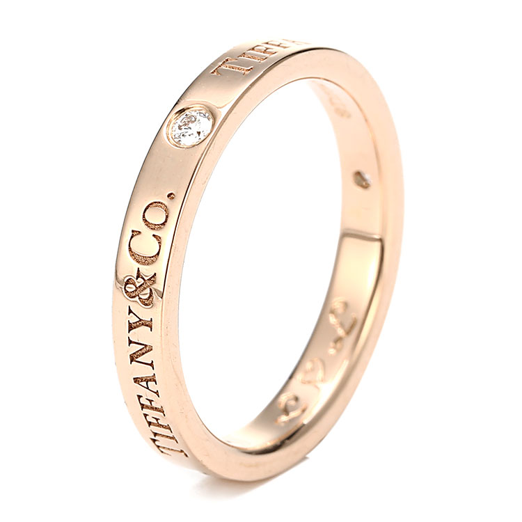 tiffany & co.(蒂芙尼) 18k玫瑰金三钻戒指52