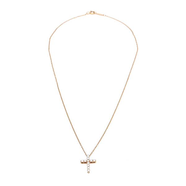 tiffany & co.(蒂芙尼) 750玫瑰金十字架镶钻项链