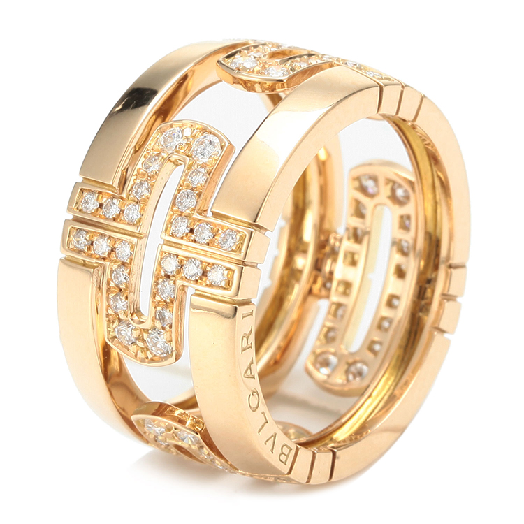 bvlgari(宝格丽) 18k黄金镶钻镂空戒指55
