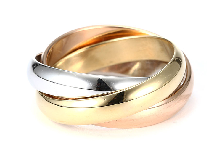 cartier(卡地亚) trinity系列18k三色金三环戒指50