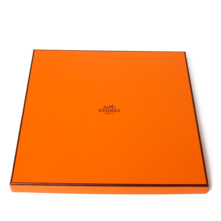 hermes(爱马仕) 橘红边几何百花图丝巾90