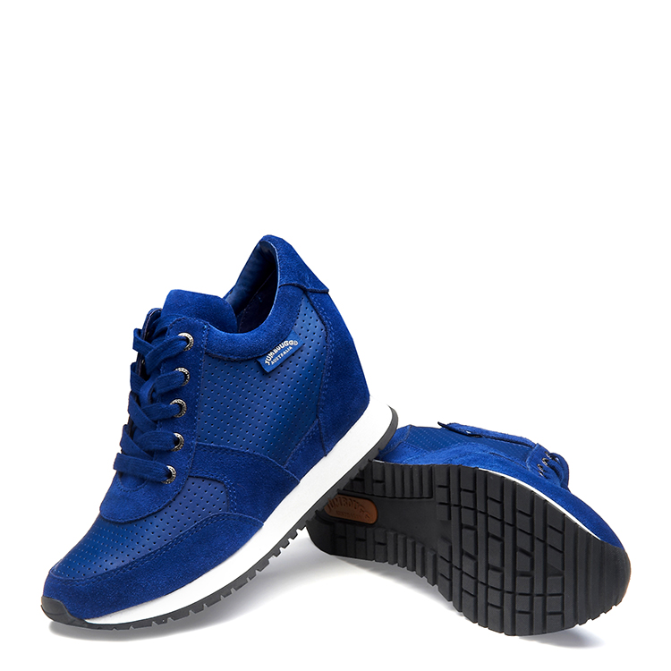 jumbougg 女士艳蓝色牛皮内增高鞋