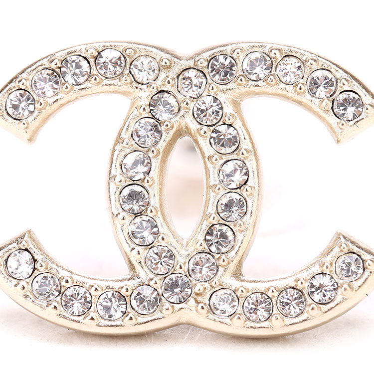 chanel(香奈儿)金色大双c logo 水钻耳钉