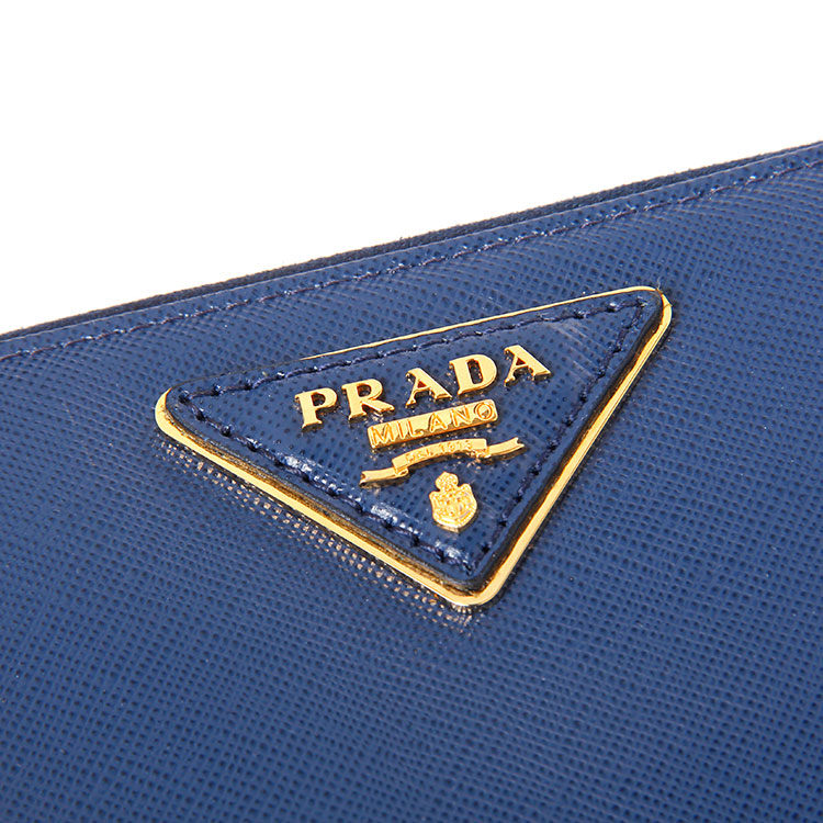 prada(普拉达 蓝色皮质长款拉链钱夹