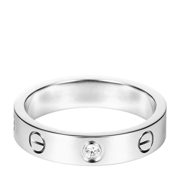 cartier(卡地亞) love系列18k白金單鑽戒指52