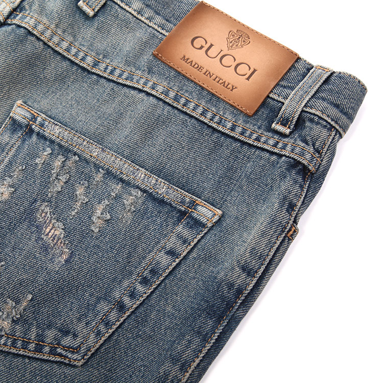 gucci(古驰) #浅蓝色做旧男士牛仔裤 46