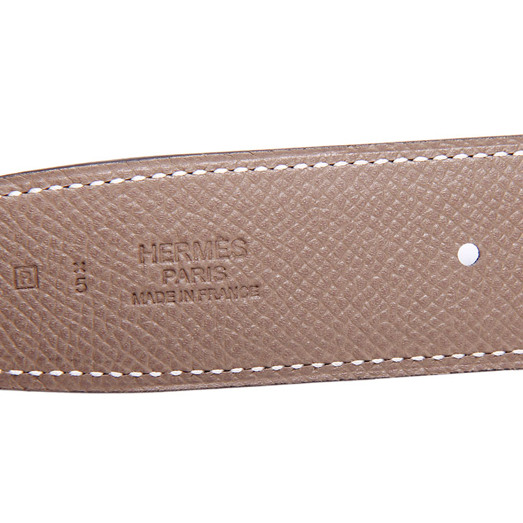 hermes(爱马仕) 银色双形h扣黑/灰两面腰带85